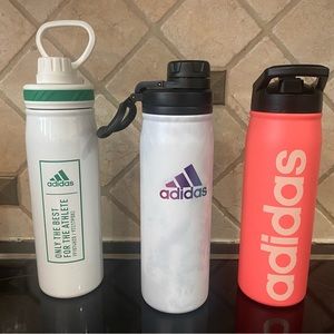 Adidas steel metal twist water bottles.